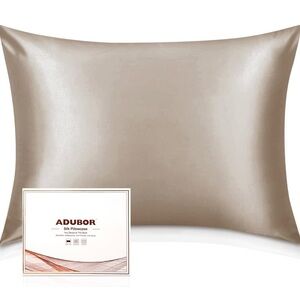 2 Adubor Silk Pillowcases for Hair and Skin Queen 20”x30” - Taupe - New in Box